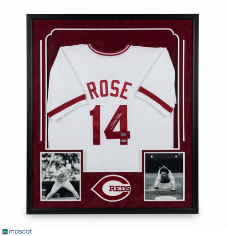Pete Rose Signed Framed Jersey PSA Cincinnati Reds Autographed 34x40