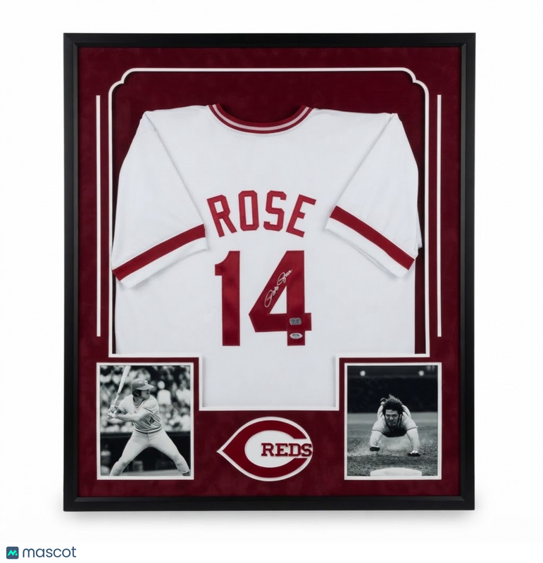 Pete Rose Signed Framed Jersey PSA Cincinnati Reds Autographed 34x40