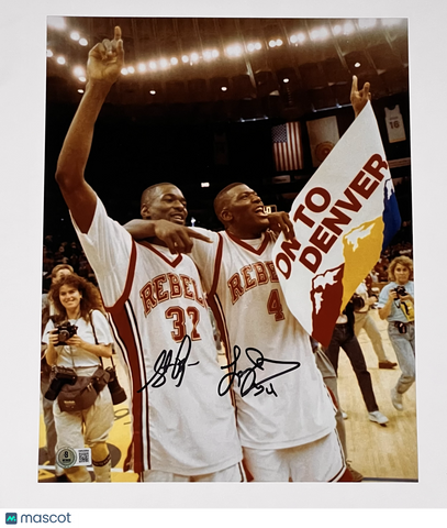 Stacey Augmon and Larry Johnson UNLV Runnin' Rebels Signed 11x14 Photo BAS