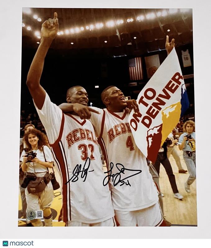 Stacey Augmon and Larry Johnson UNLV Runnin' Rebels Signed 11x14 Photo BAS