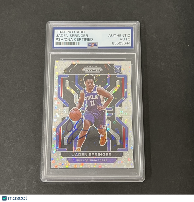 2021-22 Panini Prizm #317 Jaden Springer signed card PSA 76ers