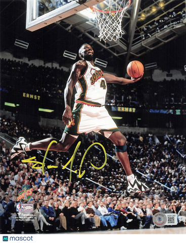 Shawn Kemp Seattle Supersonics Signed Basketball 8x10 Photo PSA