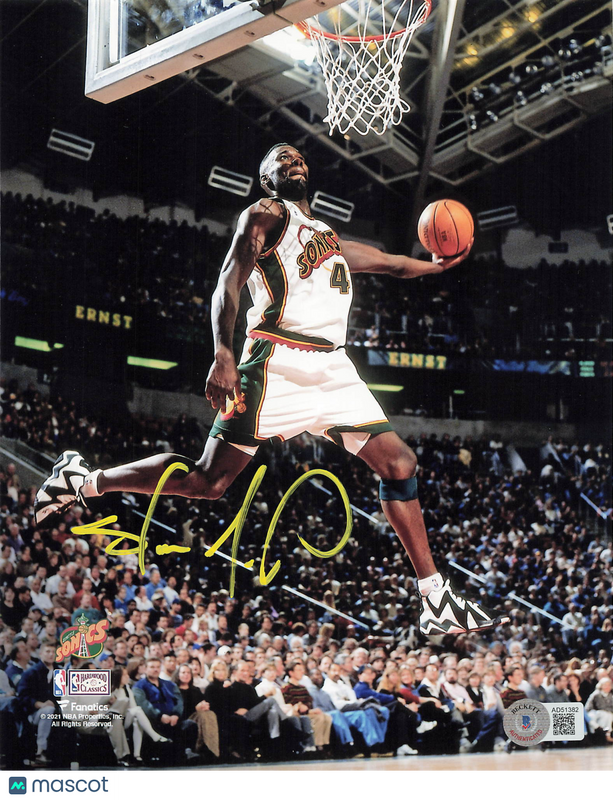 Shawn Kemp Seattle Supersonics Signed Basketball 8x10 Photo PSA