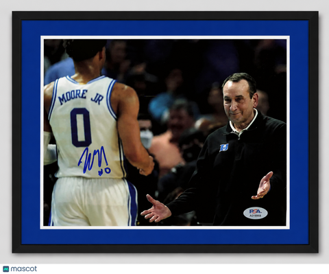 Wendell Moore Duke Blue Devils Signed Basketball 8x10 Custom Framed Photo PSA