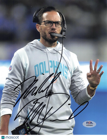 Mike McDaniel Signed Miami Dolphins Football 8x10 Photo PSA Autographed