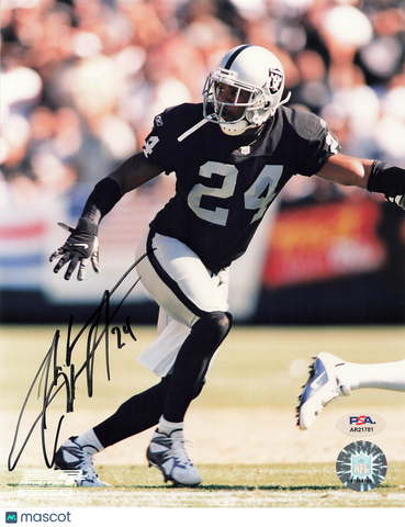 Charles Woodson Signed Oakland Raiders Football 8x10 Photo PSA Autographed