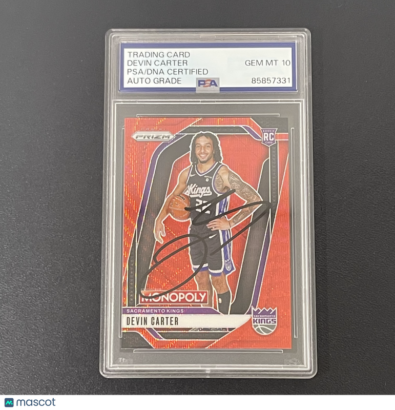 2024-25 Panini Prizm #39 Devin Carter Signed Card Auto 10 PSA Slabbed Sacramento