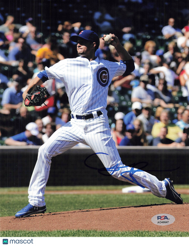 Chris Rusin Chicago Cubs Signed 8x10 Photo PSA
