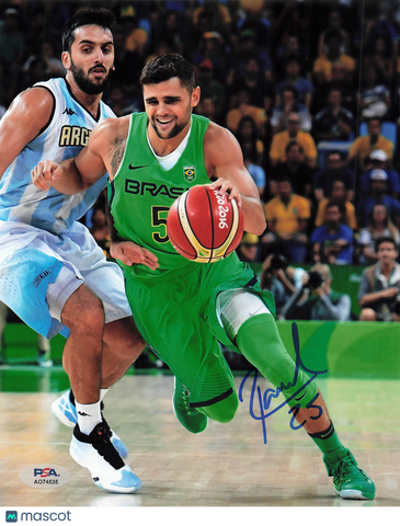 Raul Neto Brazil National Basketball Signed Basketball 8x10 Photo PSA