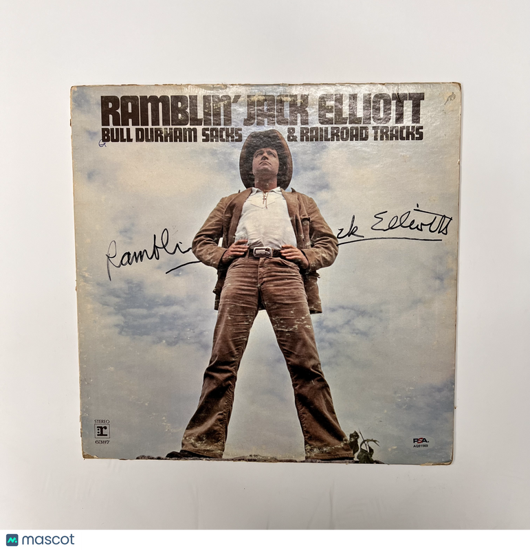 Ramblin' Jack Elliot Signed Bull Durham Sacks & Railroad Tracks Vinyl Album PSA