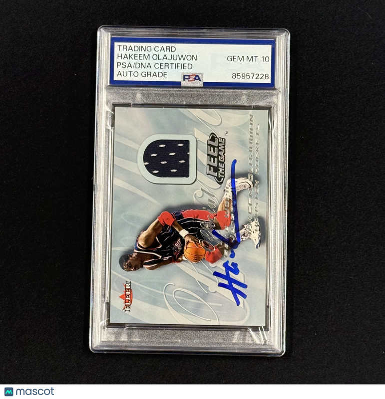 2000–01 Fleer Feel the Game Hakeem Olajuwon Signed Card Auto 10 PSA Slab Rockets