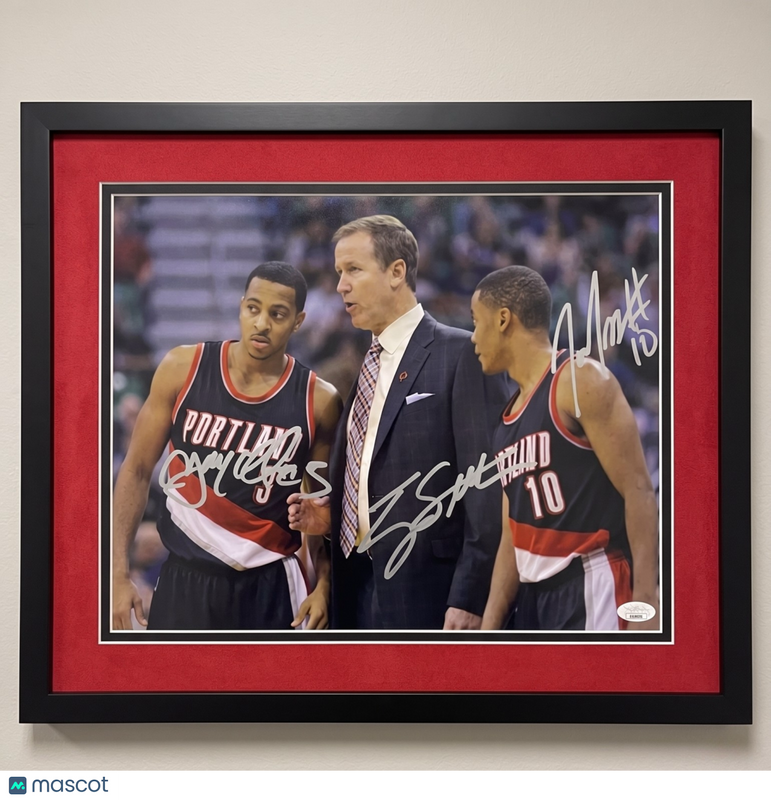 CJ McCollum, Tim Frazier and Terry Stotts Signed 11x14 Custom Framed Photo JSA