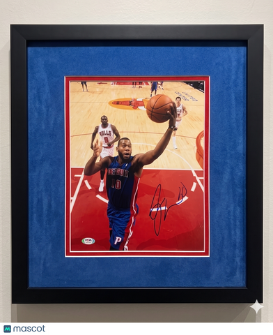 Greg Monroe Detroit Pistons Signed Basketball 11x14 Custom Framed Photo PSA