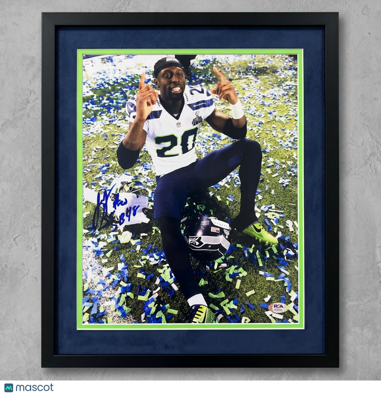 Jeremy Lane Signed Seattle Seahawks Football 11x14 Custom Framed Photo PSA