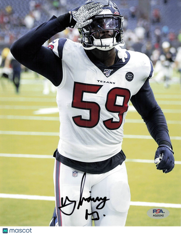 Whitney Mercilus Signed Houston Texans Football 8x10 Photo PSA Autographed