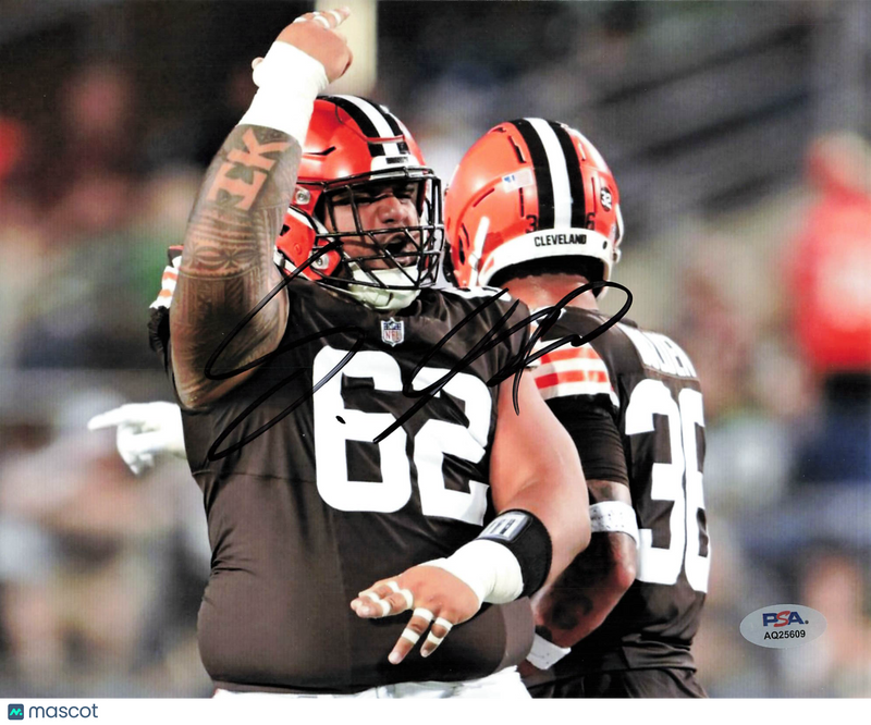 Siaki Ika Signed Cleveland Browns Football 8x10 Photo PSA Autographed