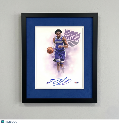 De'Aaron Fox Sacramento Kings Signed Basketball 8x10 Custom Framed Photo PSA
