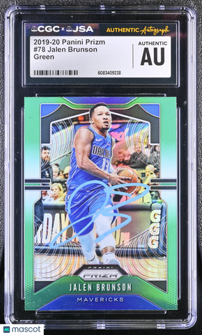 2019-20 Panini Prizm #78 Jalen Brunson Green signed card CGC JSA Auto Authentic