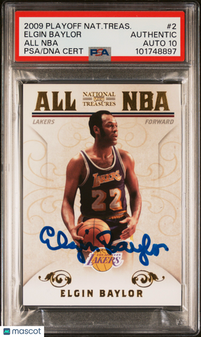 2009 Playoff National Treasures All NBA #2 Elgin Baylor PSA A Auto 10