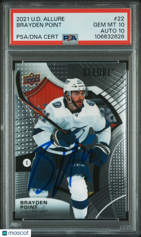2021 Upper Deck Allure #22 Brayden Point signed card PSA 10 Auto 10