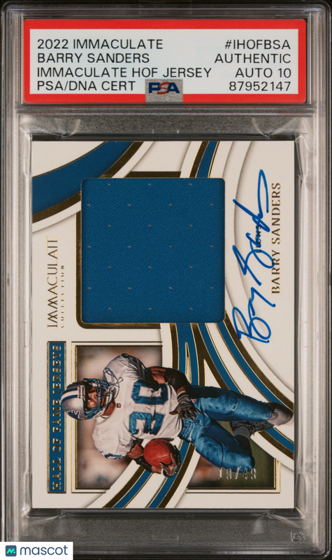 2022 Immaculate HOF Jersey #IHOFBSA Barry Sanders Signed PSA Authentic AUTO 10 S