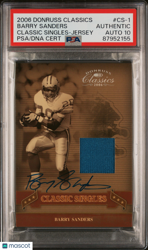 Barry Sanders 2006 Donruss Classic Singles Jersey#CS-1 Signed Card PSA A Auto 10