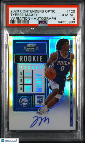 2020 Panini Contenders Optic #120 Tyrese Maxey Variation Autograph signed PSA 10