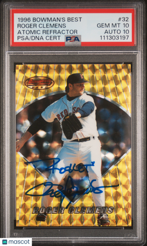 1996 Bowman's Best #32 Roger Clemens Atomic Refractor signed card PSA 10 Auto 10