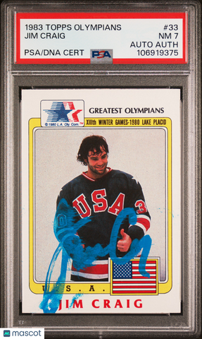 1983 Topps History's Greatest Olympians #33 Jim Craig signed card PSA 7 Auto A
