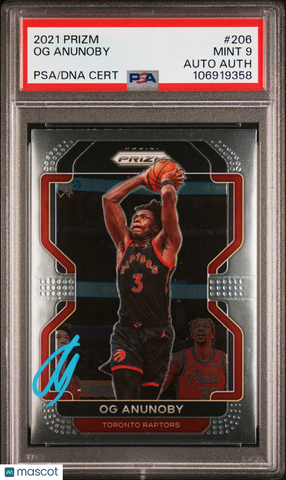 2021 Panini Prizm #206 Og Anunoby signed card PSA 9 Auto A Raptors