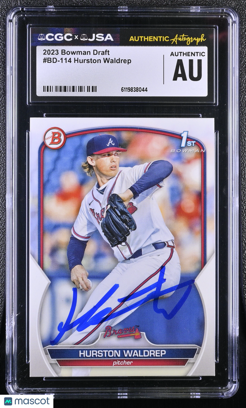 Hurston Waldrep 2023 Bowman Draft #BD-114 Signed Card CGC Auth JSA Auto Auth