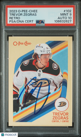 2023 Upper Deck O-Pee-Chee #102 Trevor Zegras Retro signed card PSA 9 Auto 10