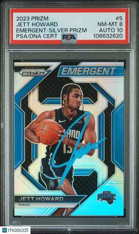 2023 Panini Prizm Emergent #5 Jett Howard Silver signed card PSA 8 Auto 10