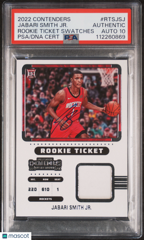 2022 Panini Cntndrs Rkie Tkt Swtch #RTSJSJ Jabari Smith JR. signed PSA A Auto 10