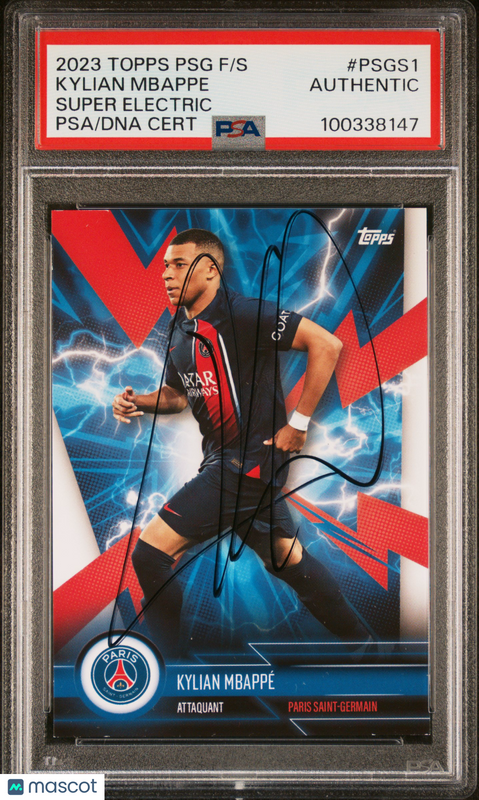 2023 Topps PSG Fan Set Super Electric #PSGS1 Kylian Mbappe Signed Card PSA Auto