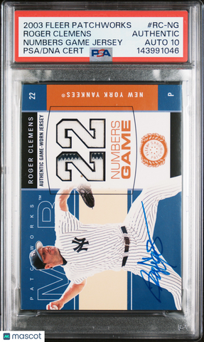 2003 Fleer Patchworks Numbers #RC-NG Roger Clemens Signed Card Auto 10 PSA Yanke