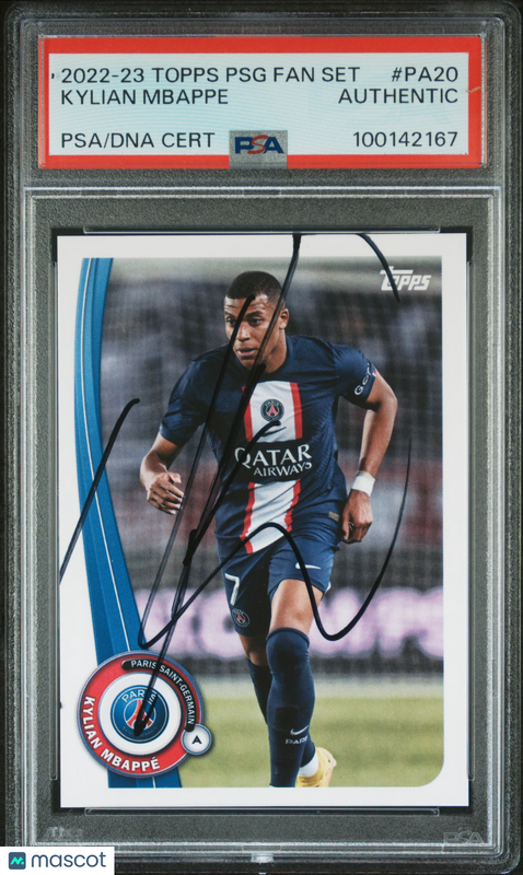2022 Topps Paris Saint-Germain Fan Set #PA20 Kylian Mbappe Signed Card PSA Auto