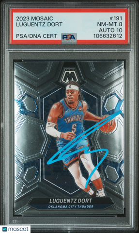 2023 Panini Mosaic #191 Luguentz Dort signed card PSA 8 Auto 10