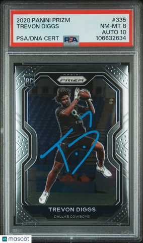 2020 Panini Prizm #335 Trevon Diggs signed card PSA 8 Auto 10