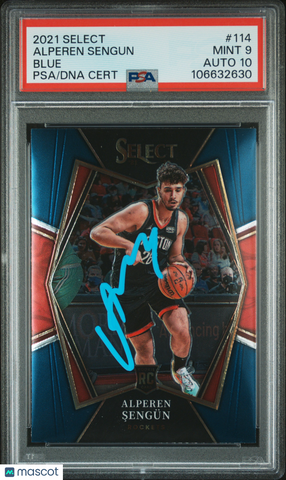 2021 Panini Select #114 Alperen Sengun Blue signed card PSA 9 Auto 10
