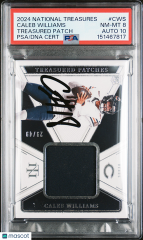 2024 Panini Treas Patches #CWS 29/49 Caleb Williams Signed PSA 8 Slabbed Bears