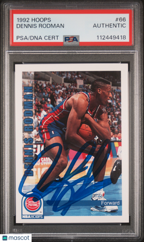1992 Hoops #66 Dennis Rodman signed card PSA A Auto A