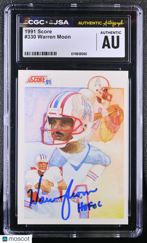 1991 Score #330 Warren Moon Signed Card CGC Authentic JSA Auto Authentic Slab