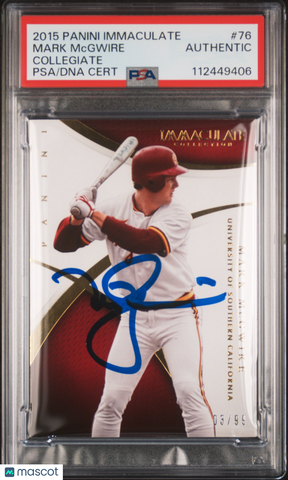 Mark Mcgwire 2015 Panini Immaculate Collegiate #76 03/99 Signed Card PSA A Auto