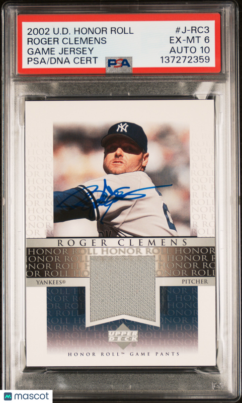 2002 Upper Deck Honor Roll #J-RC3 Roger Clemens Signed Card Auto 10 PSA Yankees