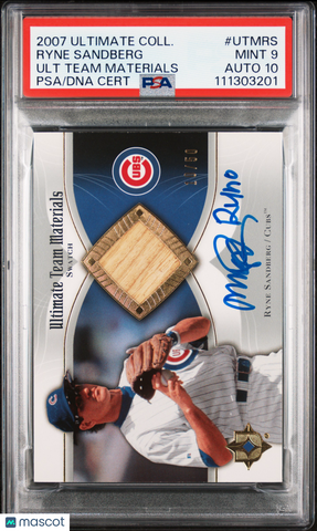 2007 Ultimate Coll Ult Tm Mat #UTMRS Ryne Sandberg 10/50 card PSA 9 Auto 10