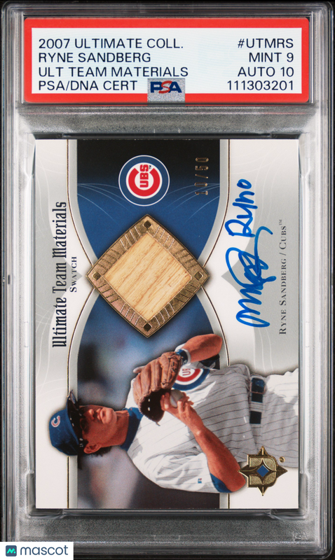 2007 Ultimate Coll Ult Tm Mat #UTMRS Ryne Sandberg 10/50 card PSA 9 Auto 10