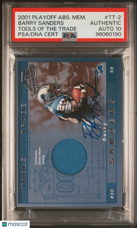 Barry Sanders 2001 Playoff Abs Mem Tool Trade#TT-2 Signed Card PSA Auto 10