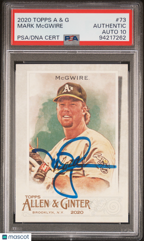 2020 Topps Allen & Ginter #73 Mark Mcgwire PSA A Auto 10