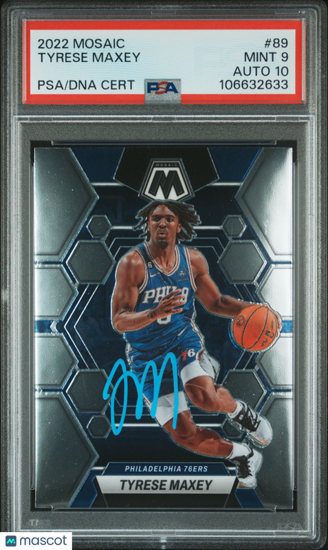 2022 Panini Mosaic #89 Tyrese Maxey signed card PSA 9 Auto 10